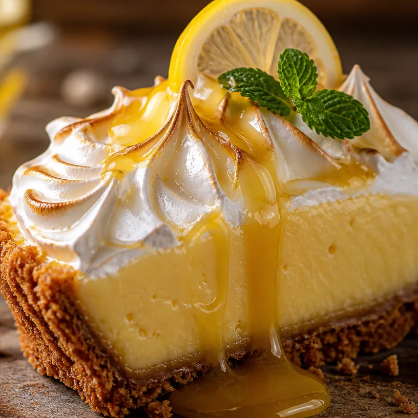 Tarte au Citron Crème garnie et prête à être dégustée, le dessert parfait.