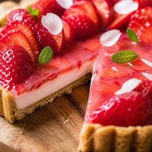 Tarte aux fraises et à la crème de coco, dessert frais et gourmand