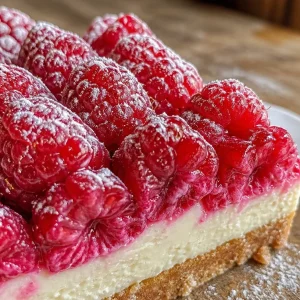 Tarte aux framboises fraîche avec une garniture de framboises sucrées et croûte dorée.