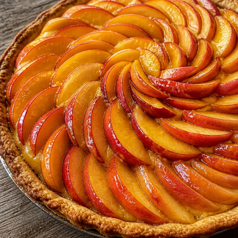 Tarte aux nectarines fraîchement préparée avec des fruits juteux.