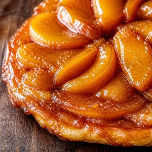 Tarte Tatin classique aux pommes caramélisées, dessert français traditionnel.