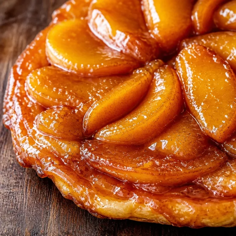 Tarte Tatin classique aux pommes caramélisées, dessert français traditionnel.