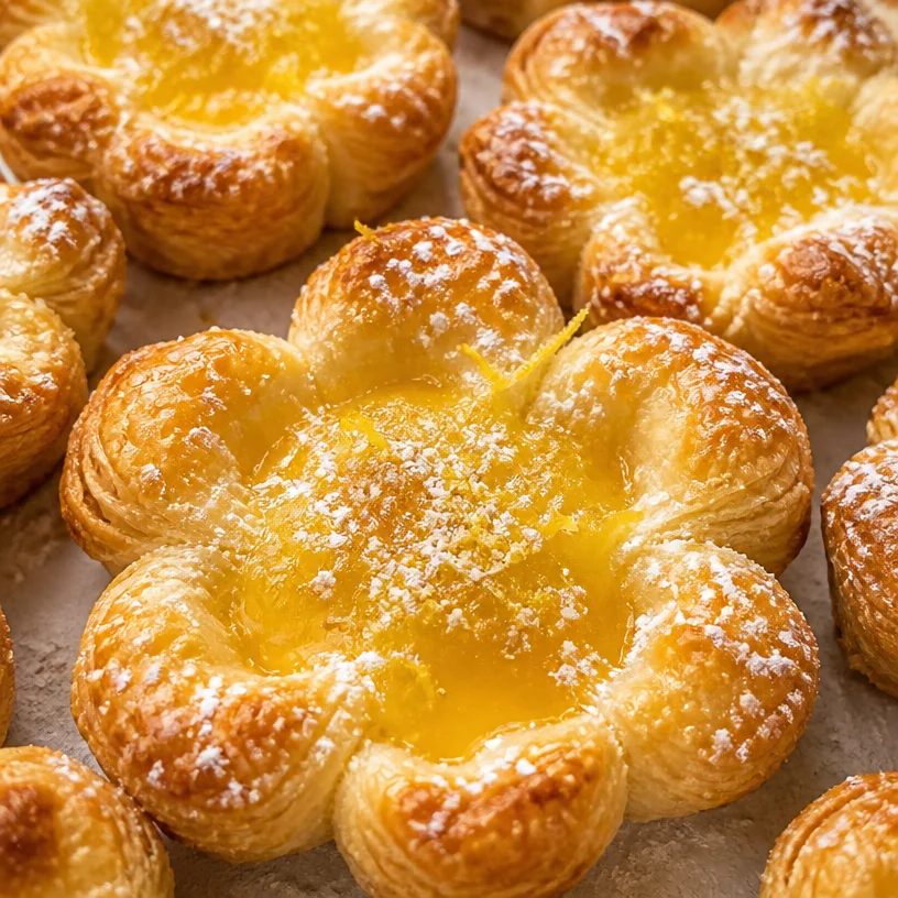 Mini tartelettes citron fleur délicieusement garnies pour un goût rafraîchissant.