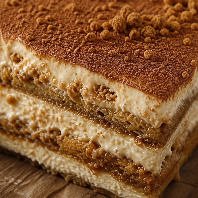 Tiramisu Biscoff Gourmand avec un mélange crémeux et croustillant de biscuits Biscoff