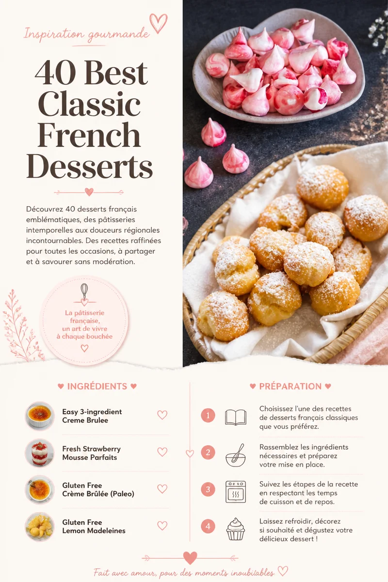 40 Meilleurs Desserts Classiques Français