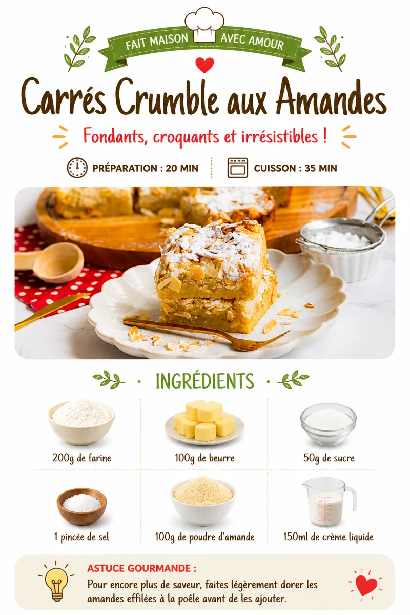 Carrés Crumble aux Amandes