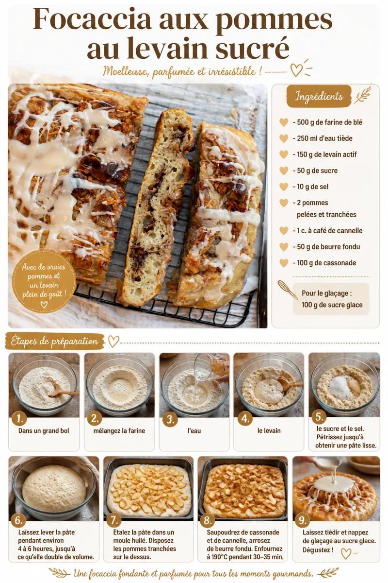 Focaccia aux pommes au levain sucré