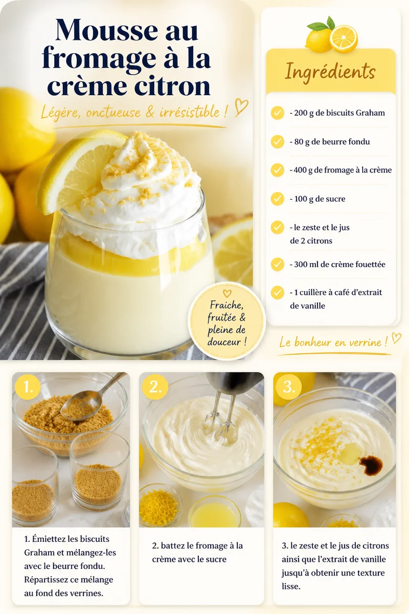 Mousse au fromage à la crème citron