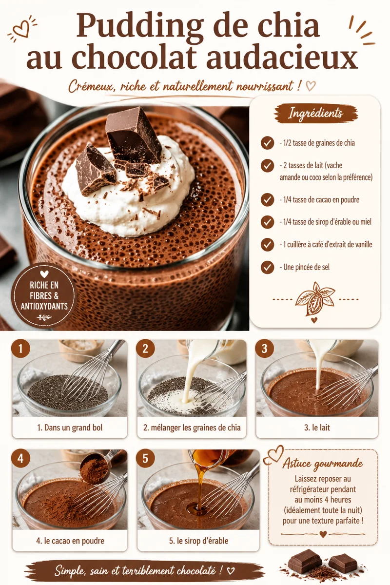 Pudding de chia au chocolat audacieux
